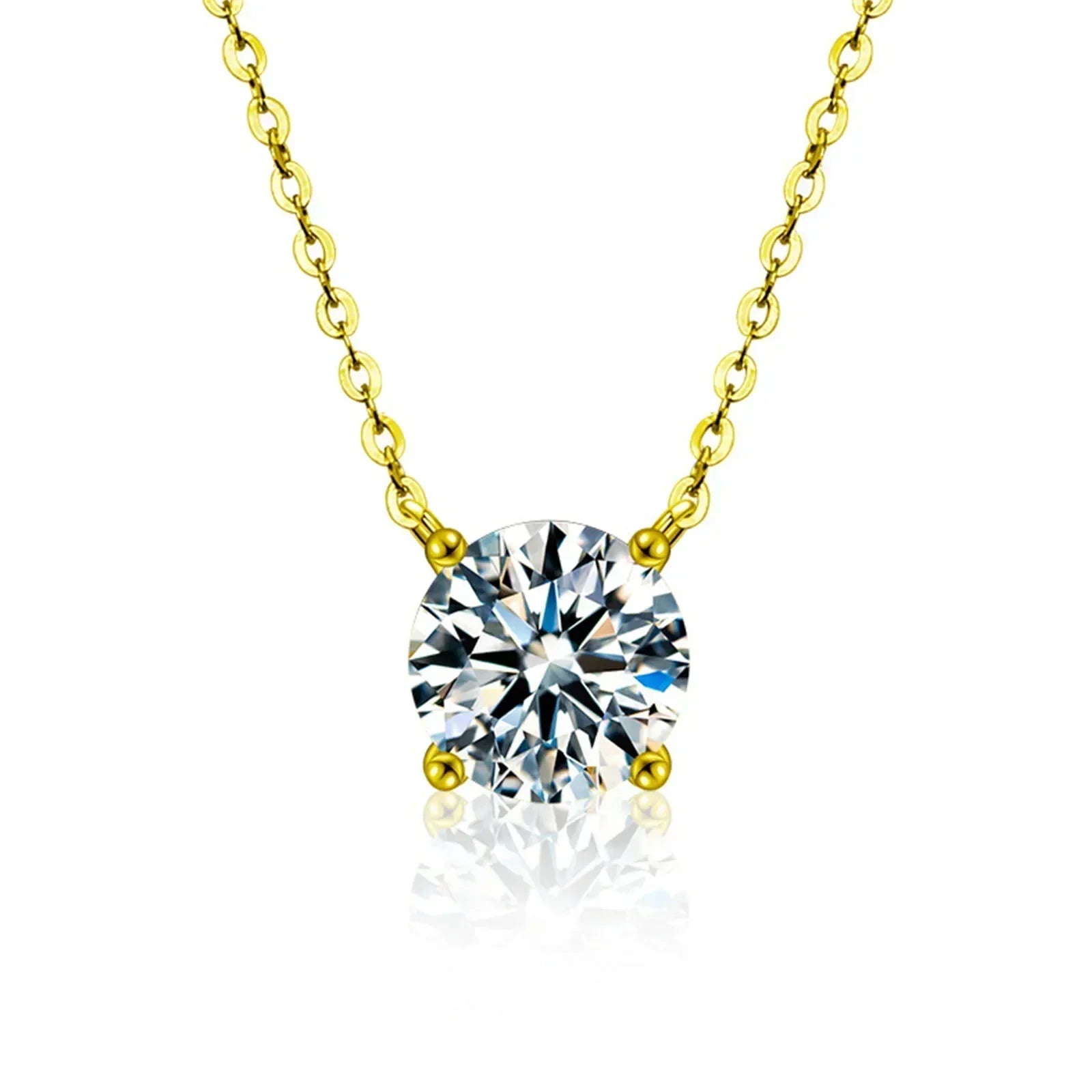 Collier en argent sterling plaqué or avec zircon