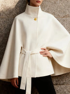 Cape Ceinturé Élégante à Col Montant