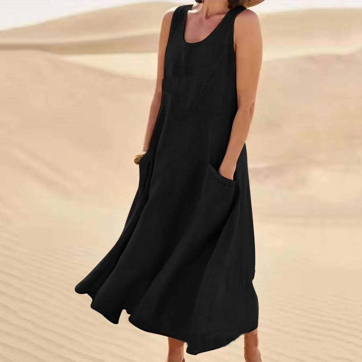 Agathe - Robe Lin Sans Manches Longue Femme