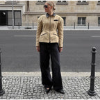 Veste Femme à Col Rabattu et Fermeture Zippée