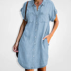 Ysaline - Robe En Denim Avec Fermeture Boutonnée Et Style Décontracté – Gris