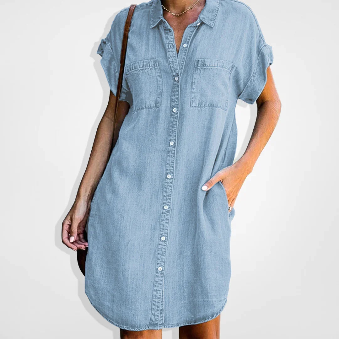 Ysaline - Robe En Denim Avec Fermeture Boutonnée Et Style Décontracté – Gris
