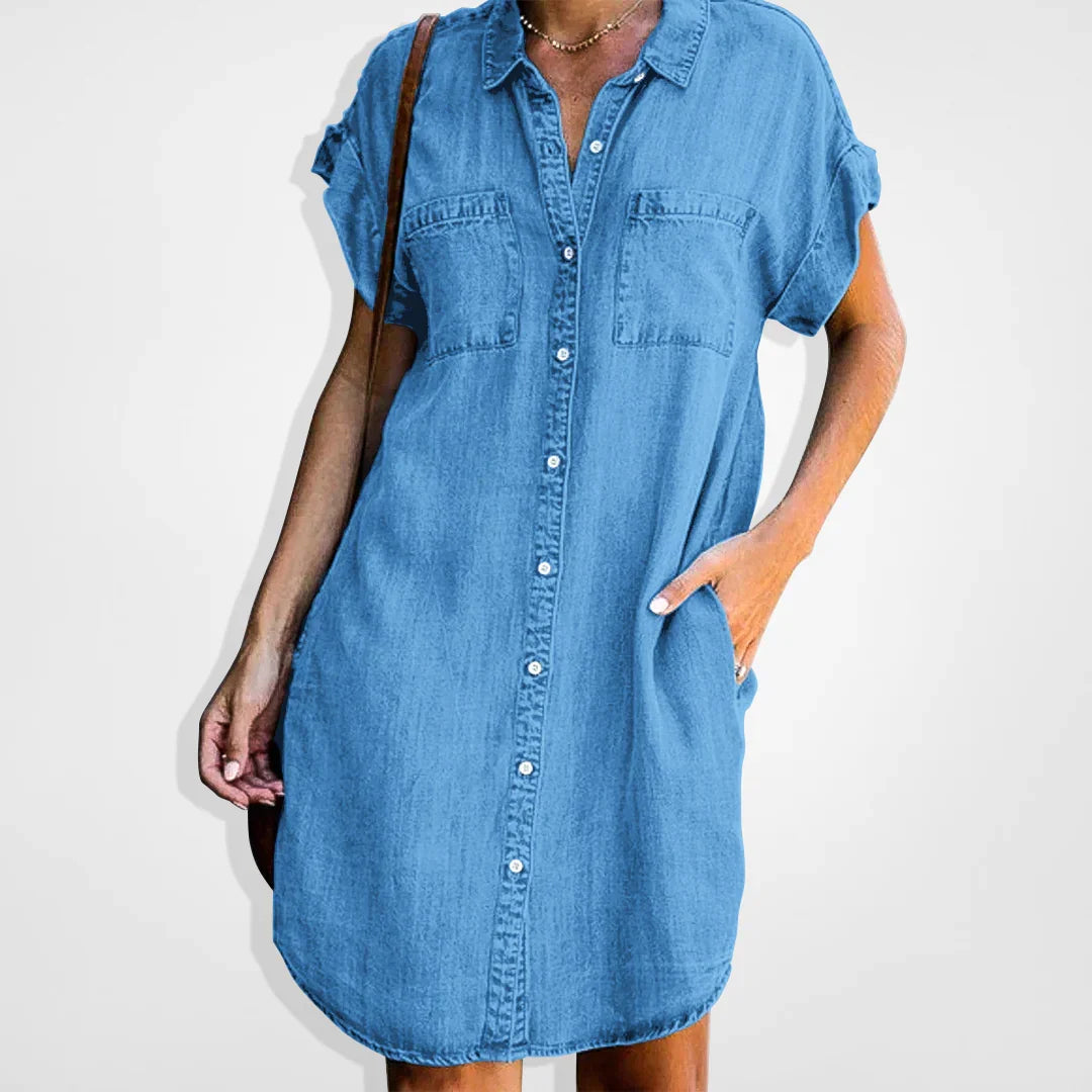 Ysaline - Robe En Denim Avec Fermeture Boutonnée Et Style Décontracté
