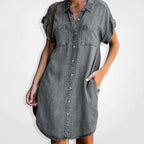 Ysaline - Robe En Denim Avec Fermeture Boutonnée Et Style Décontracté