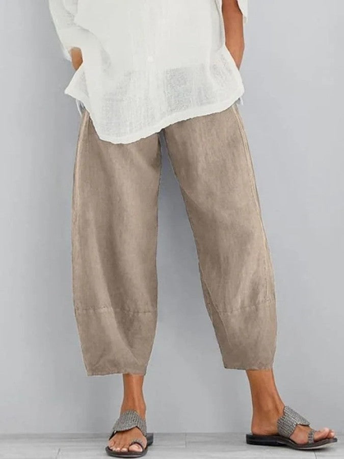Claudine - Pantalon léger en lin femme – Kaki