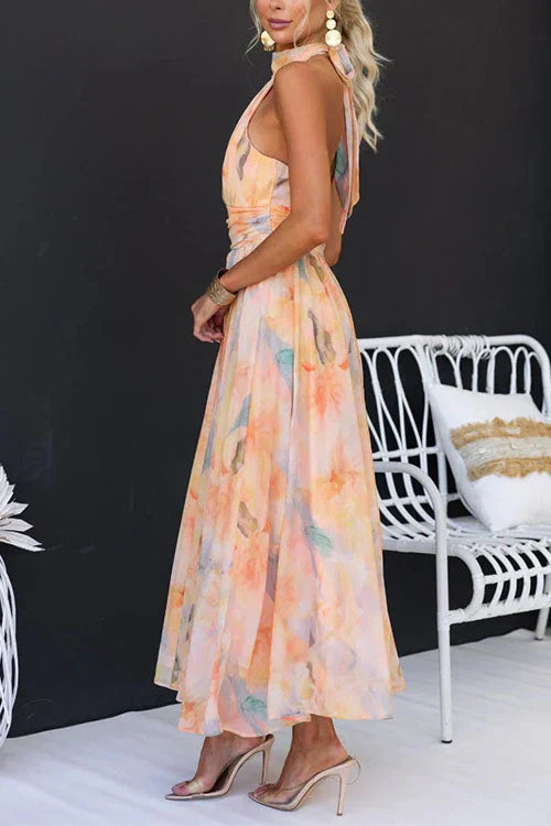 Camille | Robe Maxi Aquarelle Tendance Été Élégante