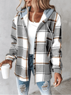 Camille | Veste à Capuche Carreaux Tendance Printanier