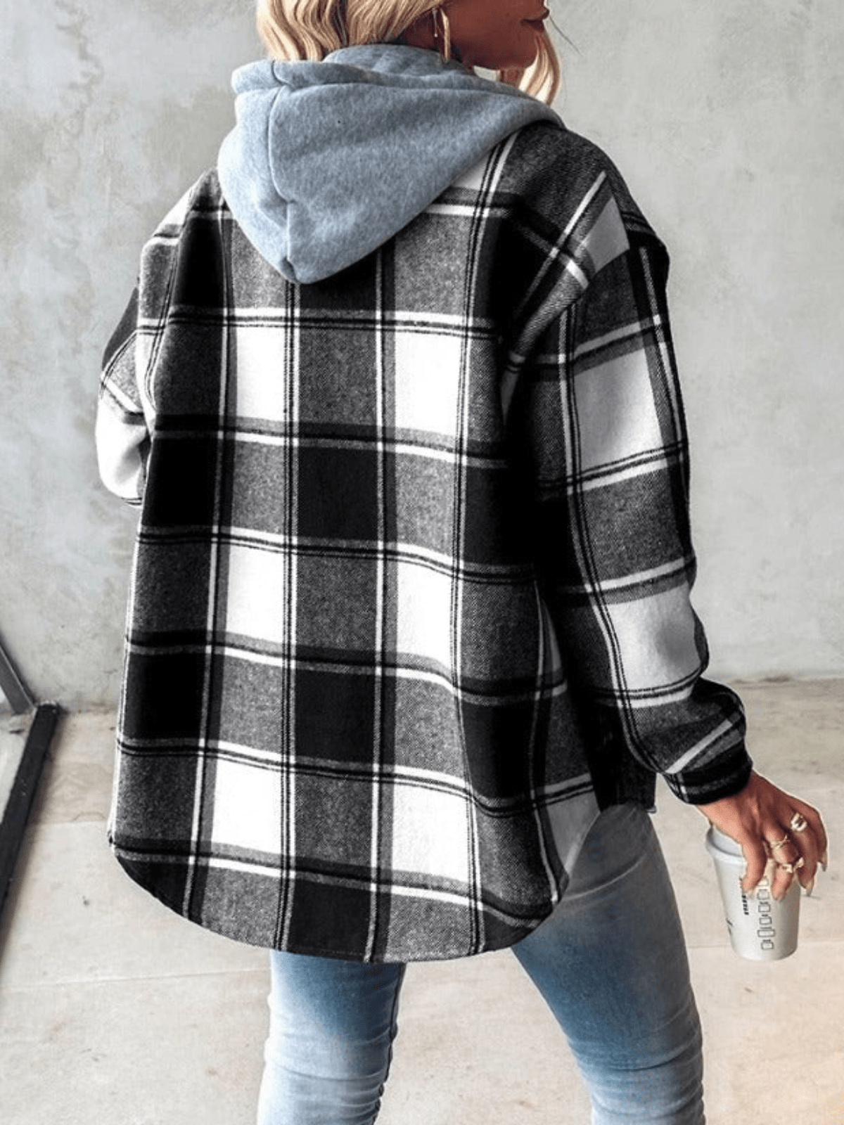 Camille | Veste à Capuche Carreaux Tendance Printanier