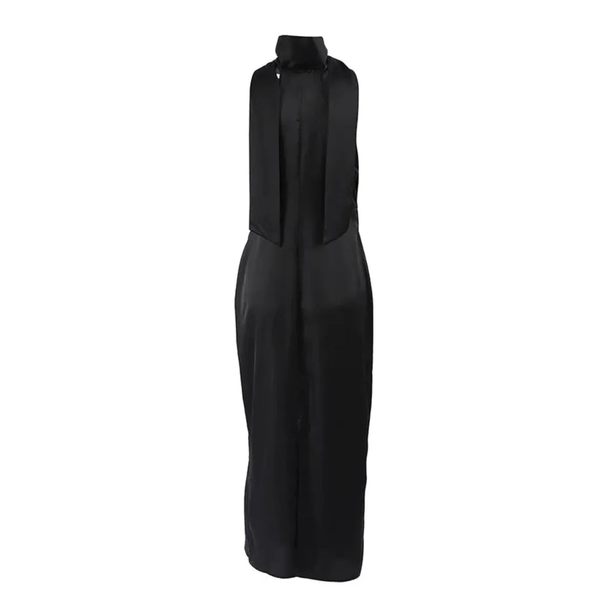 Camille | Robe Maxi Satin Noir Tendance Élégante