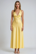 Emma | Robe Maxi Satin Dos Nu Tendance Élégant