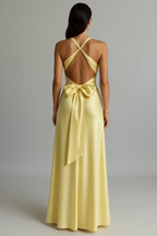 Emma | Robe Maxi Satin Dos Nu Tendance Élégant