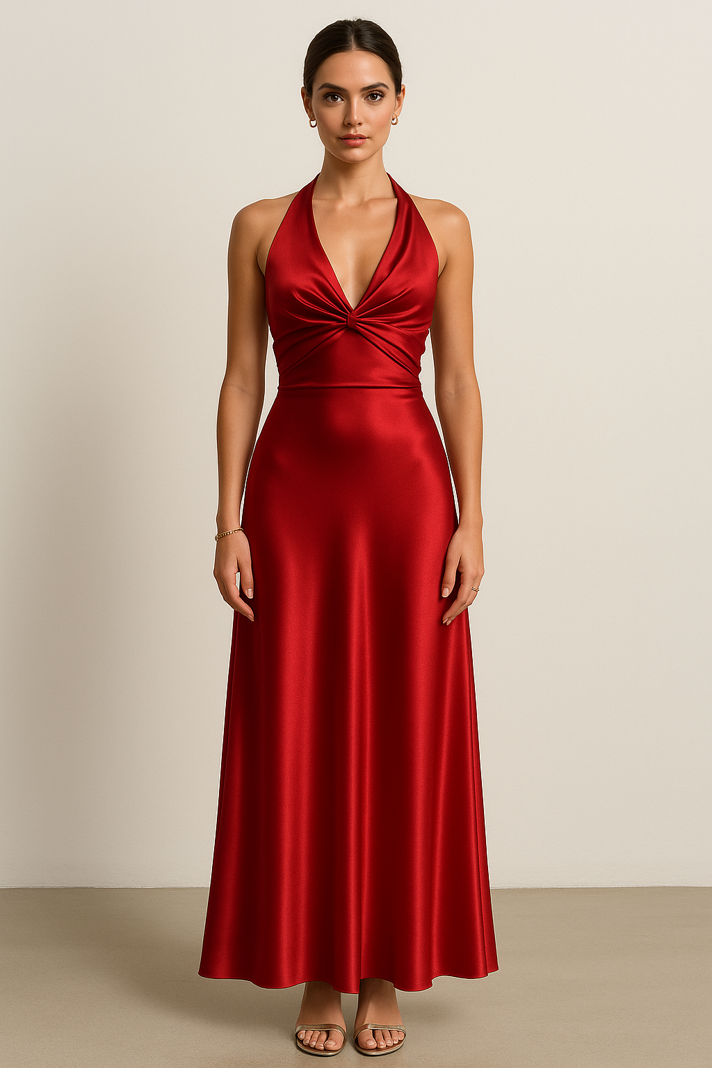 Emma | Robe Maxi Satin Dos Nu Tendance Élégant