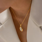 Oval Opal Cat's Eye Gold Plated Necklace