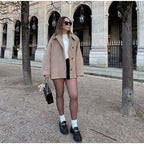 Manteau Femme Streetwear à Col Revers