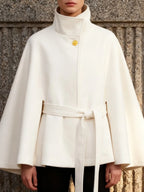 Cape Ceinturé Élégante à Col Montant