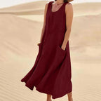 Agathe - Robe Lin Sans Manches Longue Femme