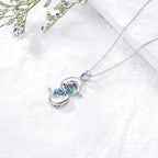 Silver Dolphin Blue Crystal Necklace