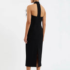 Camille | Robe Midi Sans Dos Plumes Tendance Élégant