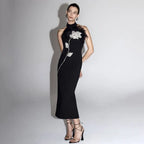 Camille | Robe Midi Sans Dos Plumes Tendance Élégant