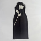 Camille | Robe Midi Sans Dos Plumes Tendance Élégant