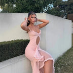 Chloé | Robe Maxi Froncée Détail Asymétrique Tendance Éclatante