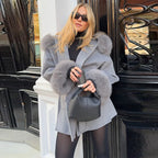 Manteau en laine à capuche FurPatch