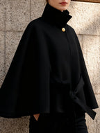 Cape Ceinturé Élégante à Col Montant