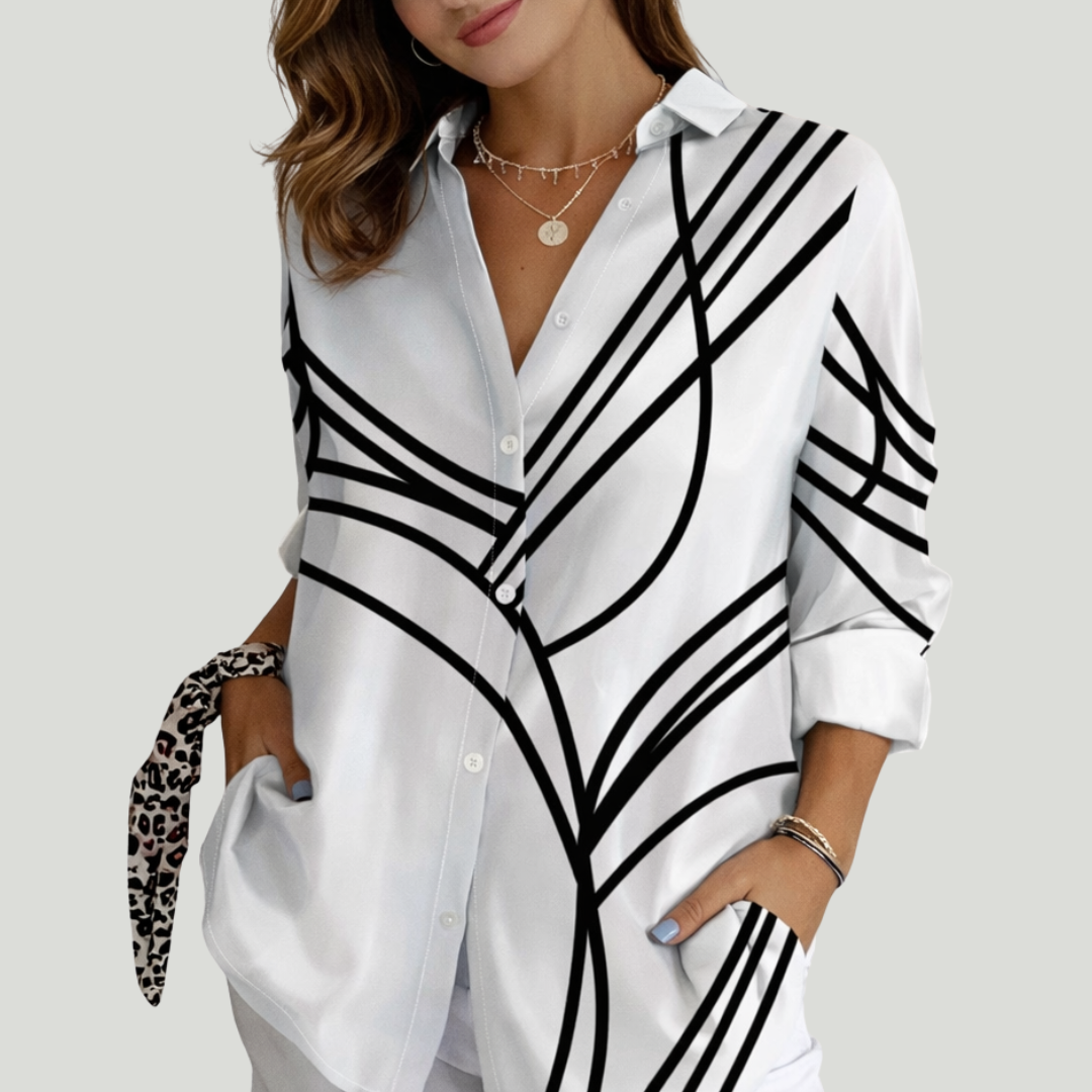Jorien | Chemisier Décontracté Vintage à Manches Longues – Blouse Femme Chic