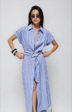 Chloé | Robe Maxi en Lin Rayé Tendance Été Élégant