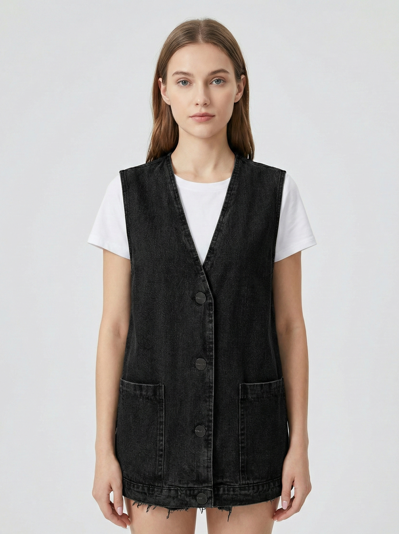 Claire | Gilet en Denim Minimaliste Décontracté Élégant