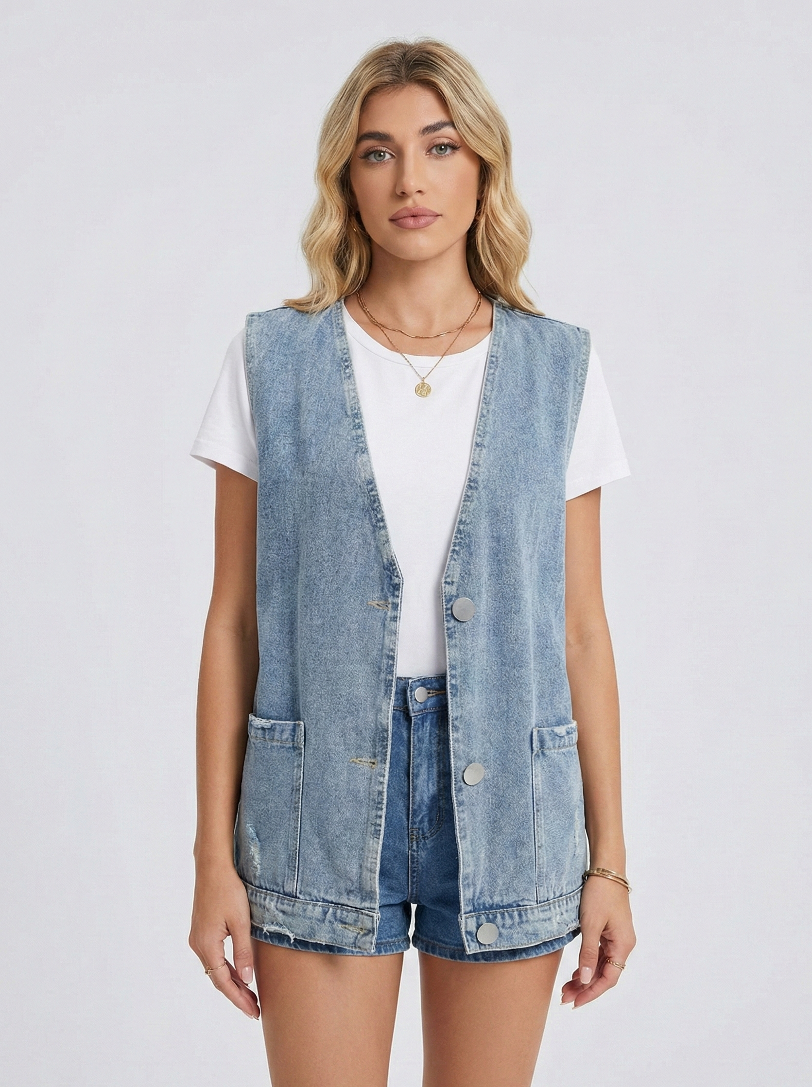 Claire | Gilet en Denim Minimaliste Décontracté Élégant