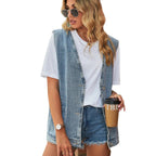Claire | Gilet en Denim Minimaliste Décontracté Élégant