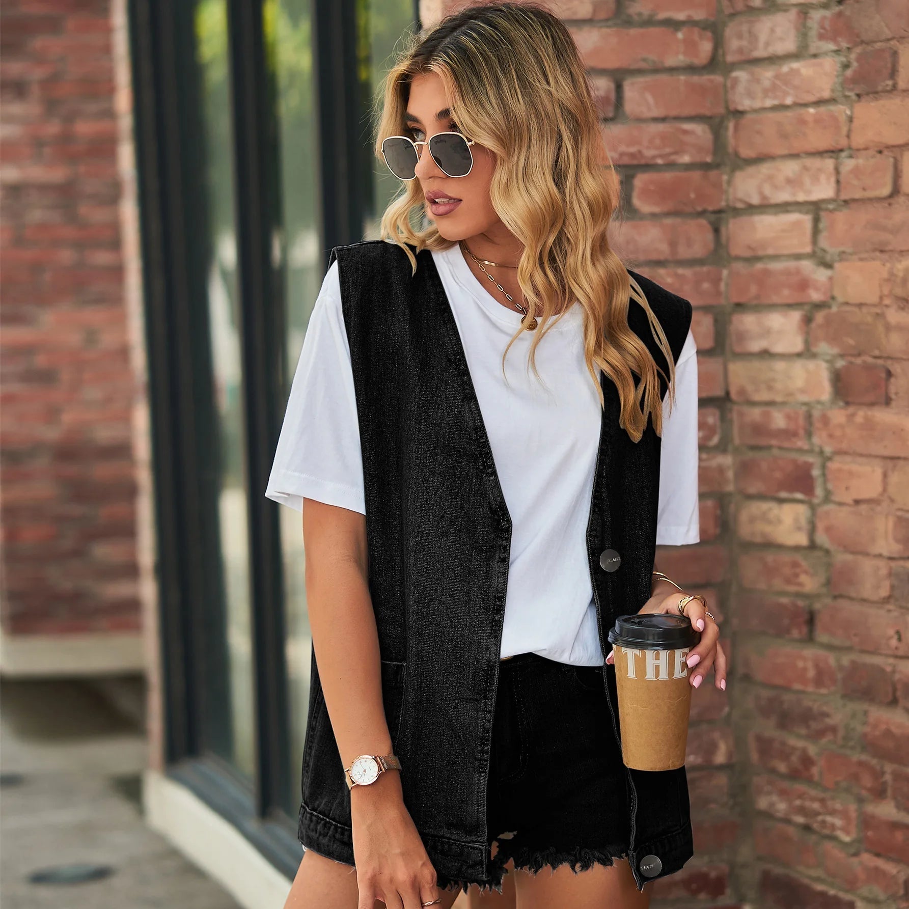 Claire | Gilet en Denim Minimaliste Décontracté Élégant