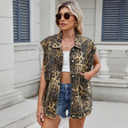 Camille | Gilet Denim Imprimé Léopard Tendance Effortless