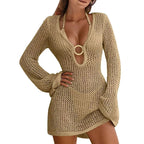 Emma | Robe Mini V-Neck Tricot Creux Tendance Élégant
