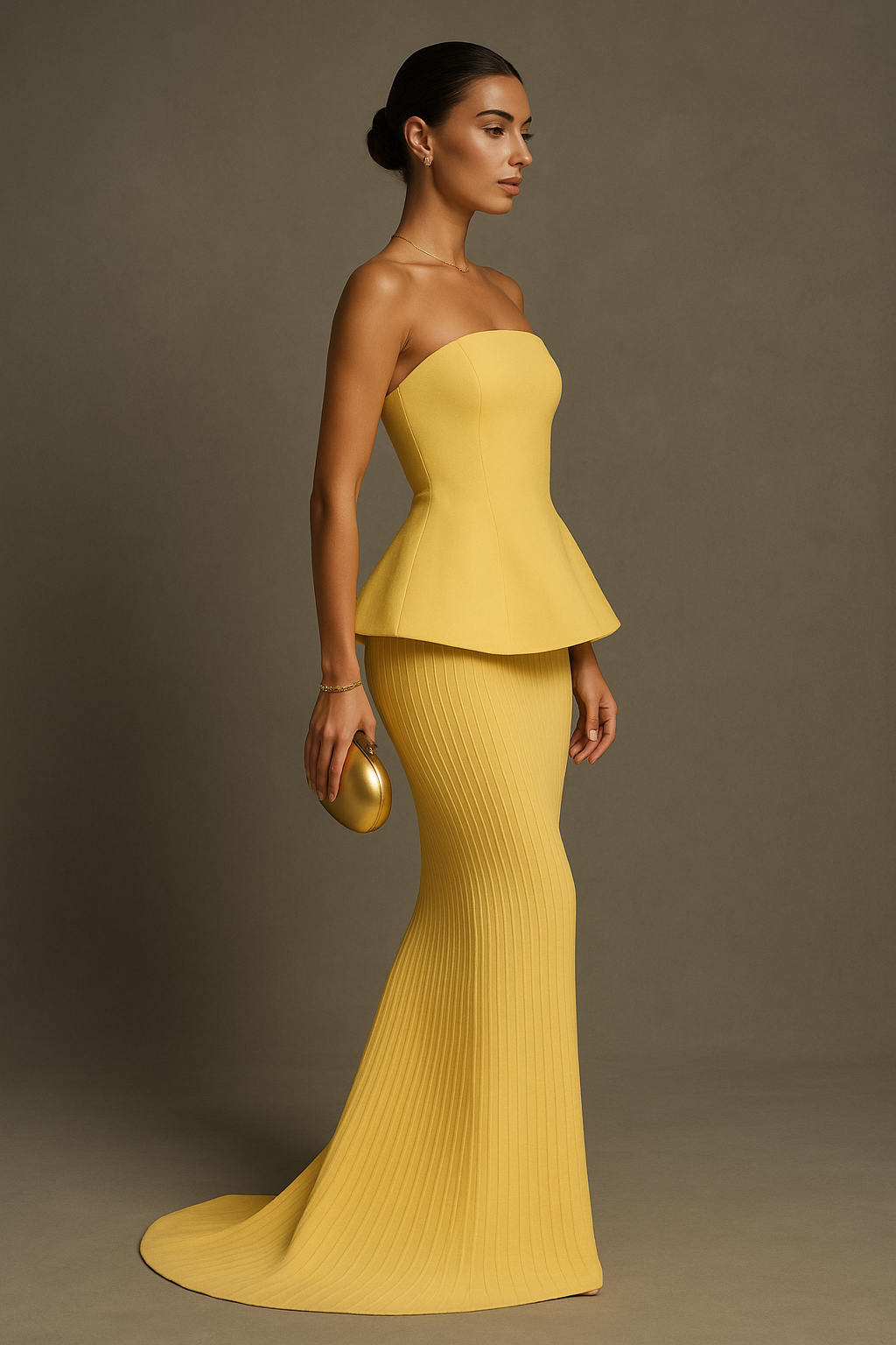 Élodie | Robe Maxi de Soirée Jaune Tendance Élégant