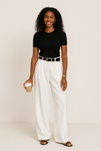 Pantalon Tailleur à Jambe Large Tendance Printemps