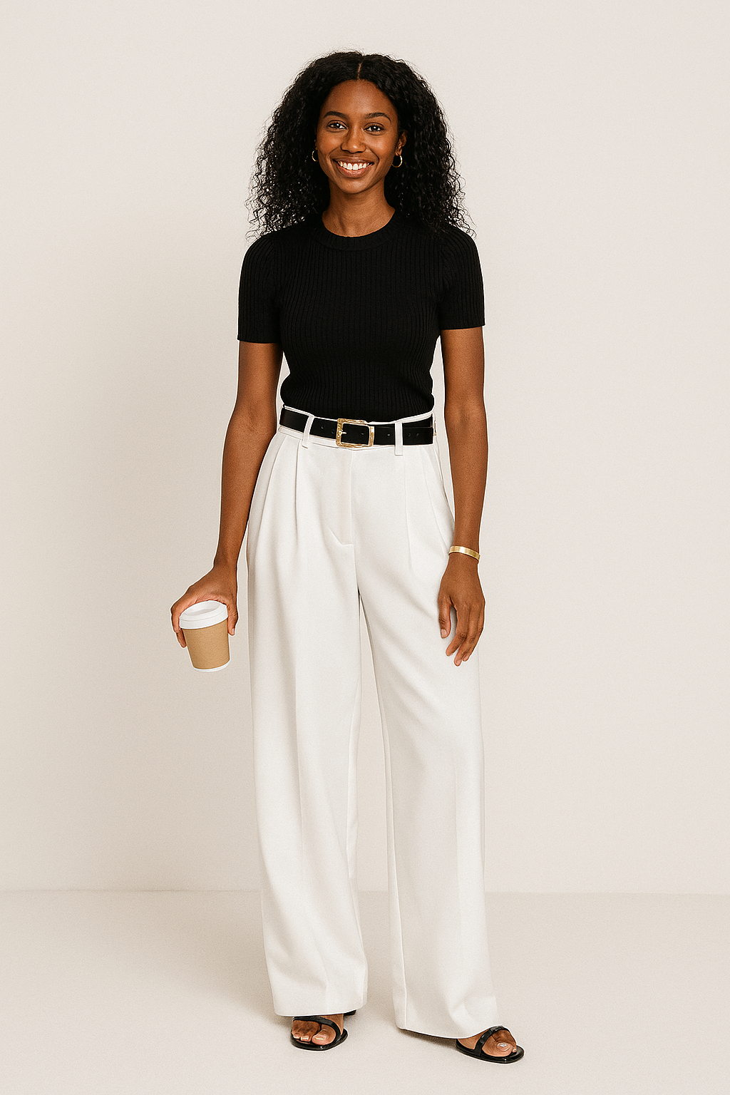 Pantalon Tailleur à Jambe Large Tendance Printemps
