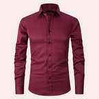 Jean - Chemise extensible homme – Rouge bordeaux