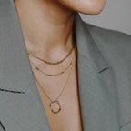 Open Circle Necklace with Three Rows | Gold