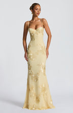 Camille | Robe Maxi Corset Florale Tendance Élégante