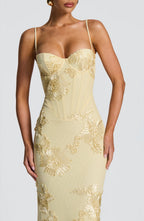 Camille | Robe Maxi Corset Florale Tendance Élégante