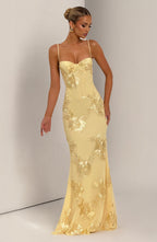 Camille | Robe Maxi Corset Florale Tendance Élégante
