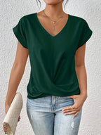 Agathe - Top Fluide Col V Drapé Femme