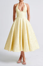 Triana | Robe Midi de Mariage Jaune Tendance Élégante