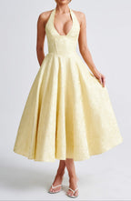 Triana | Robe Midi de Mariage Jaune Tendance Élégante