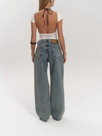 Jean Large à Taille Haute Tendance Printemps