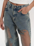 Jean Large à Taille Haute Tendance Printemps