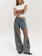 Jean Large à Taille Haute Tendance Printemps