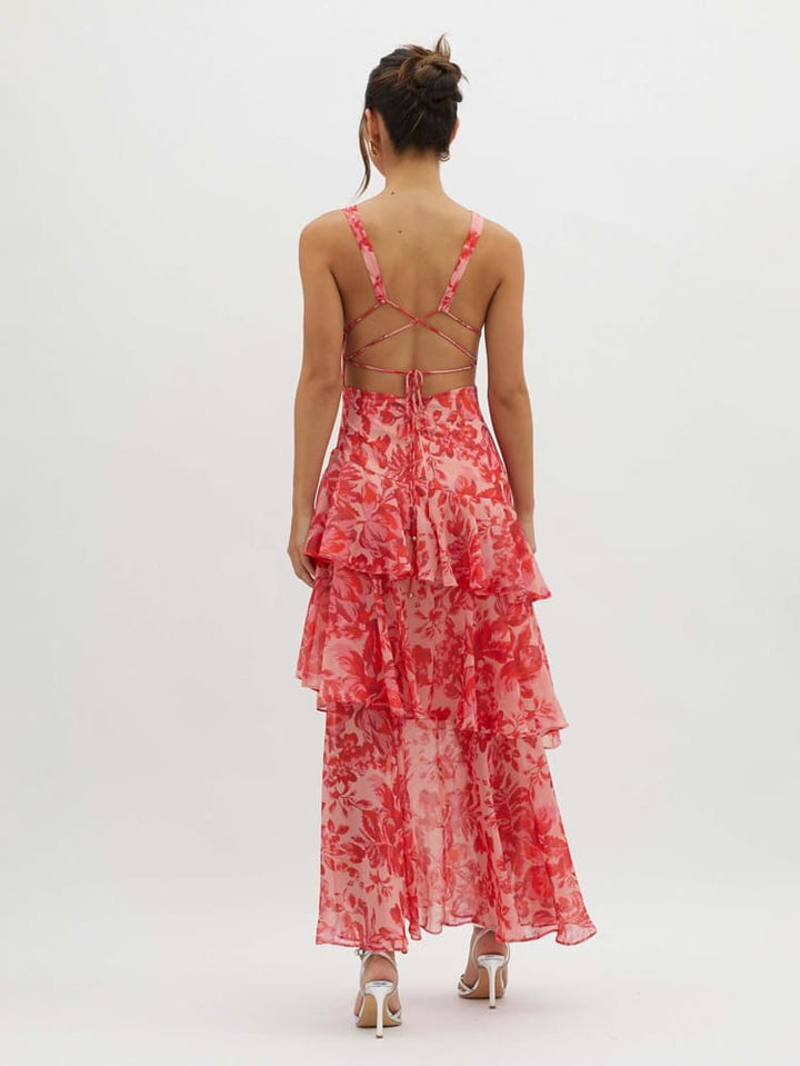 Léa | Robe Midi d'Été à Volants Tendance Élégant